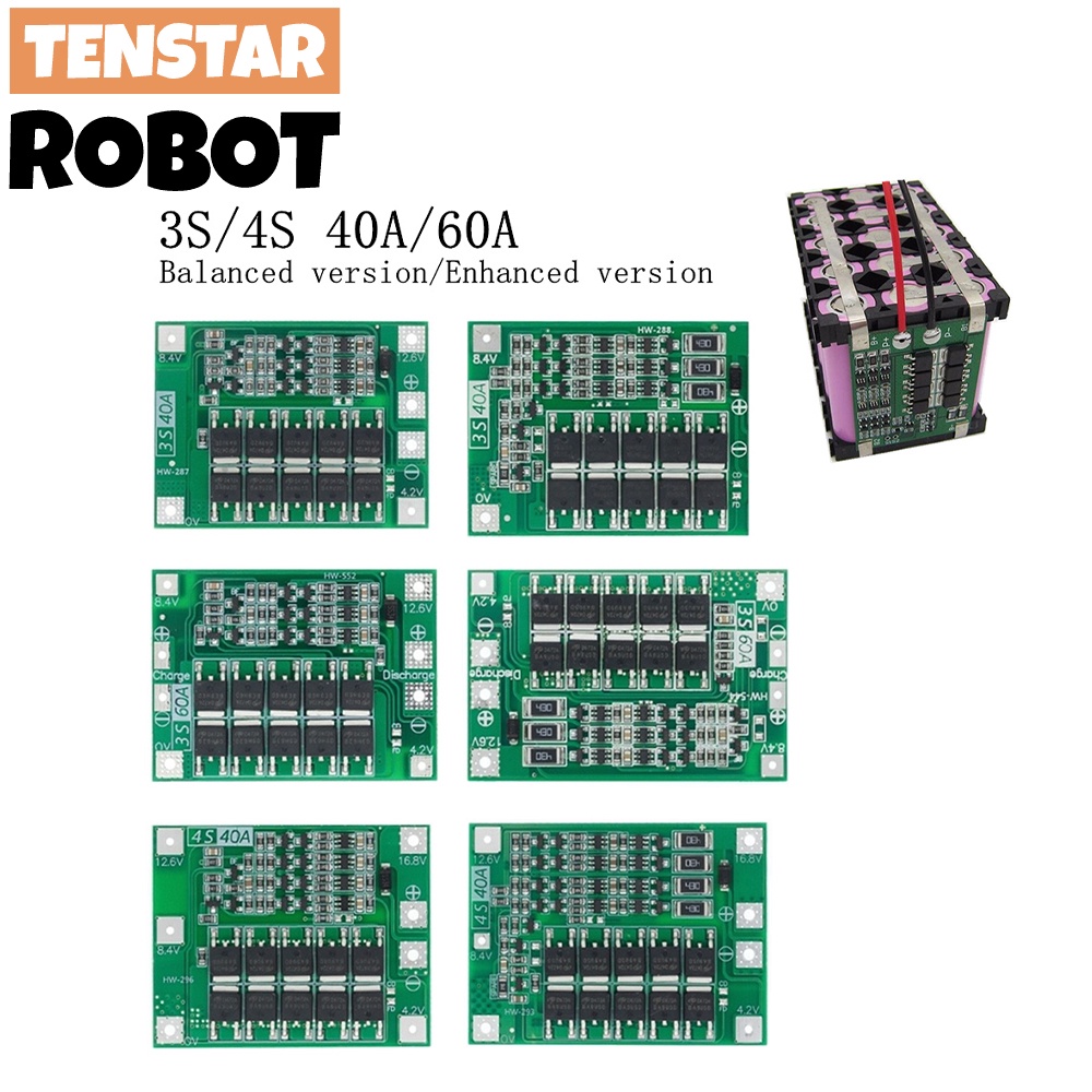 3s/4s 40A 60A 鋰離子鋰電池充電器保護板 18650 BMS 用於鑽機電機 11.1V 12.6V/14.8