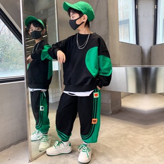 120-160CM 男童大學T套裝 上衣+褲子 中大童帥氣運動大學T褲子兩件套 韓版童裝 現貨 快速出貨