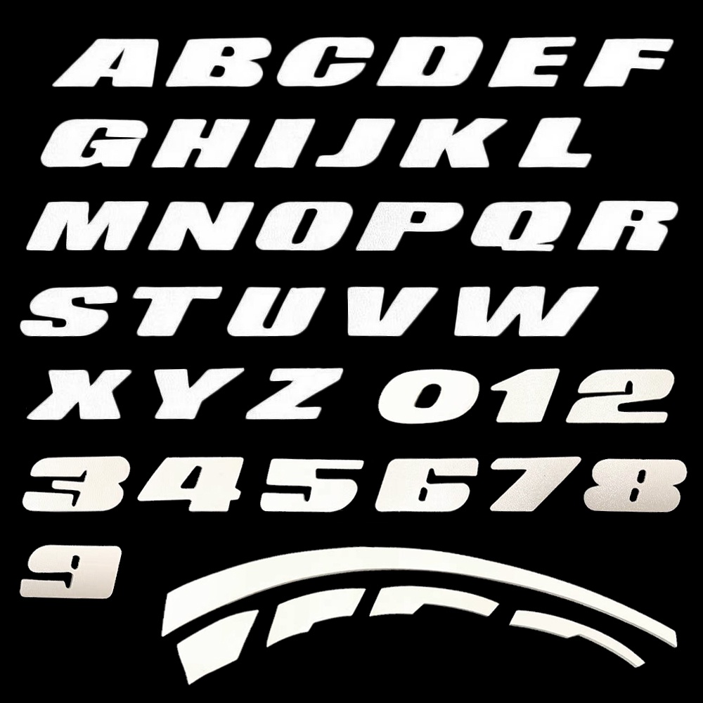 A-z 20mm 白色摩托車摩托車自行車輪圈輪胎貼紙標誌通用三維字母皮革材質個性標籤造型輪胎貼紙小號高20mm