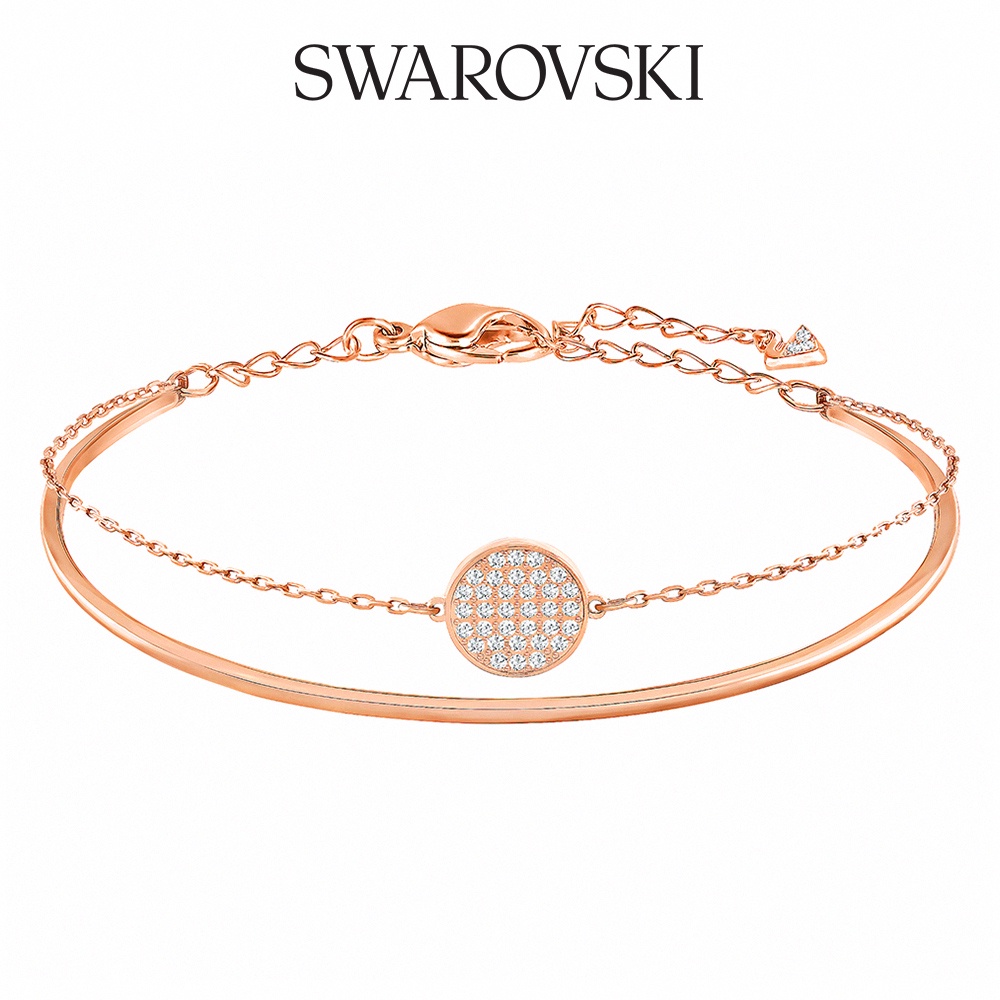 SWAROVSKI 施華洛世奇 Ginger 玫金色閃亮時尚圓片手環