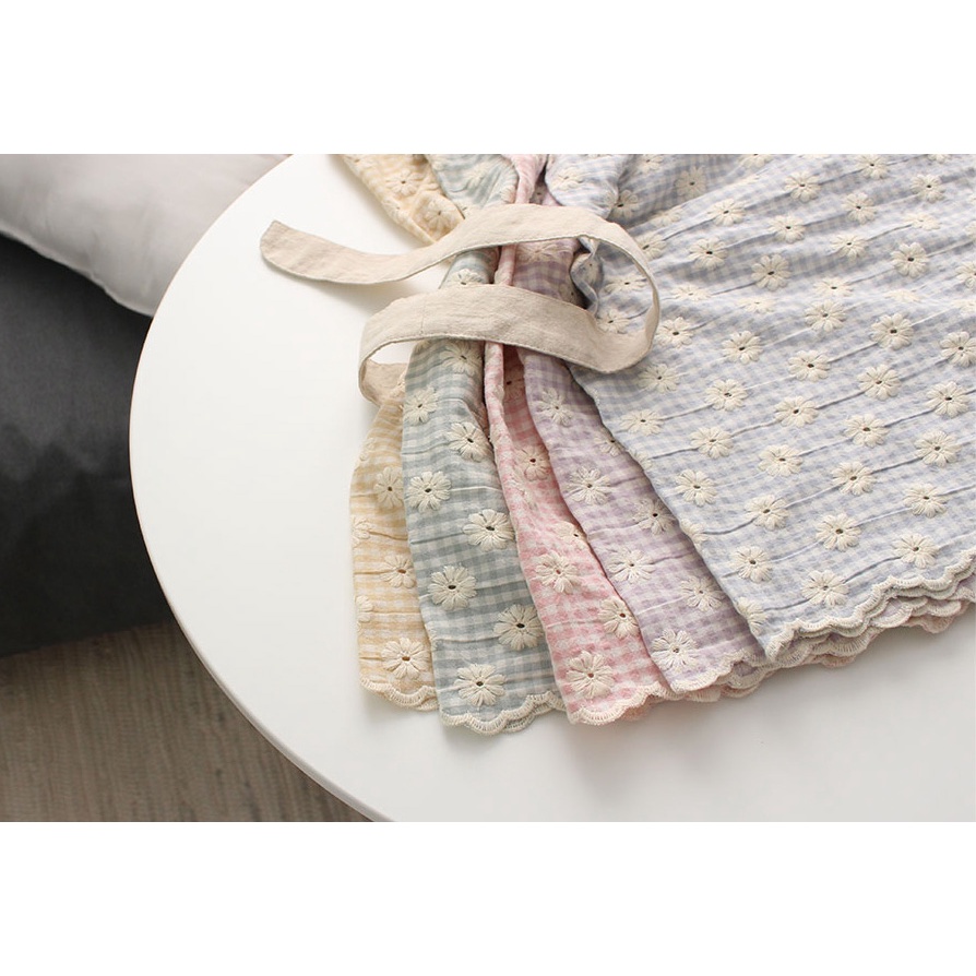 韓國布 大幅30支 雛菊刺繡 蕾絲收尾 酵素洗布料 手作材料 純綿布 Daisy Embroidery Fabric