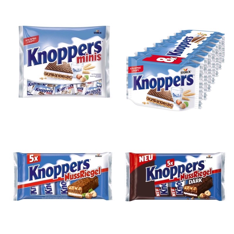 德國 Knoppers 牛奶榛子巧克力威化餅乾 迷你版 黑與白8入 花生 優格