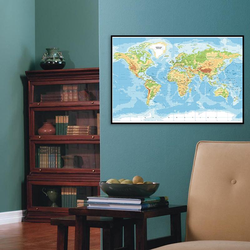 @NEW@ 地形圖主題系列背景布藝世界地圖繪畫牆藝術海報裝飾用品