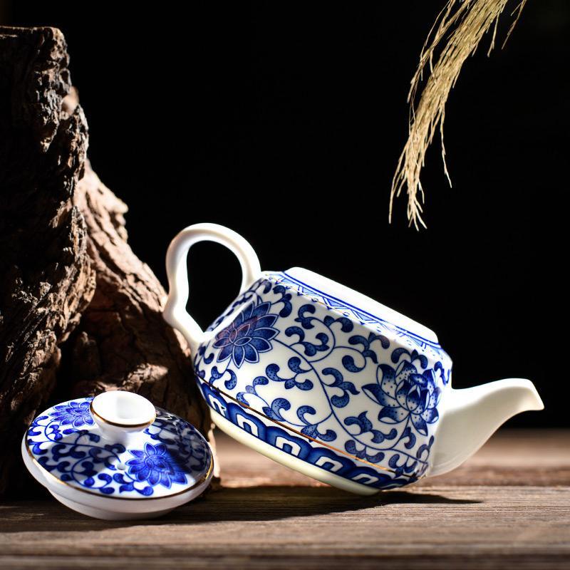 青花瓷茶壺 陶瓷茶壺  過濾耐熱泡茶壺 功夫茶具中式復古單壺