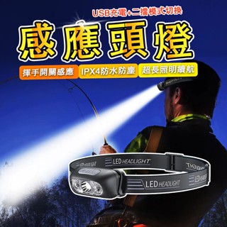 頭燈 LED 燈 感應頭燈 釣魚頭燈 登山燈 感應式 揮手 迷你便攜頭燈 USB充電式 戶外燈 工作燈 QJ1117