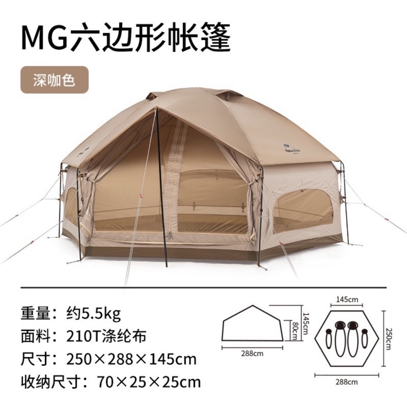 ［二手帳篷］Naturehike — MG六邊型210T蒙古包帳篷3-4人 ｜ 台灣官方直營店購入