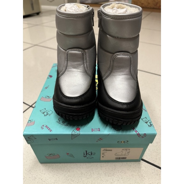 『全新』iki2童鞋-咕妮兔冒險冬季防潑水鋪毛機能靴-銀-S17.5cm