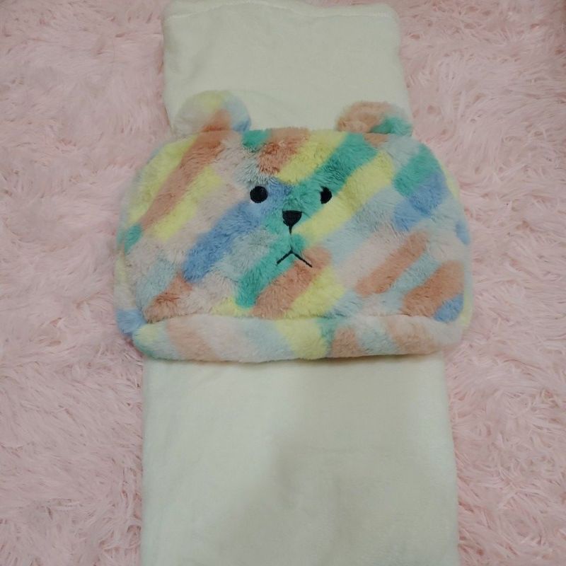 CRAFTHOLIC 宇宙人 隨身QQ小毛毯 彩虹熊熊 送禮 冬日的好伙伴 毯子 車用 （日本購入 價格比原店還便宜喔）