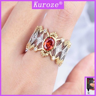 Kuroze 設計款個性時尚潮流鑲嵌天然紅寶石戒指