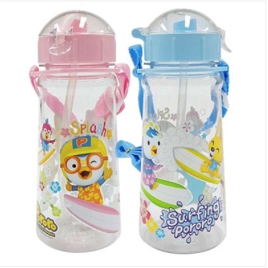 [Pororo] 兒童水壺 (粉紅色或藍色) 矽膠吸管和錶帶 450ml + 3 歲