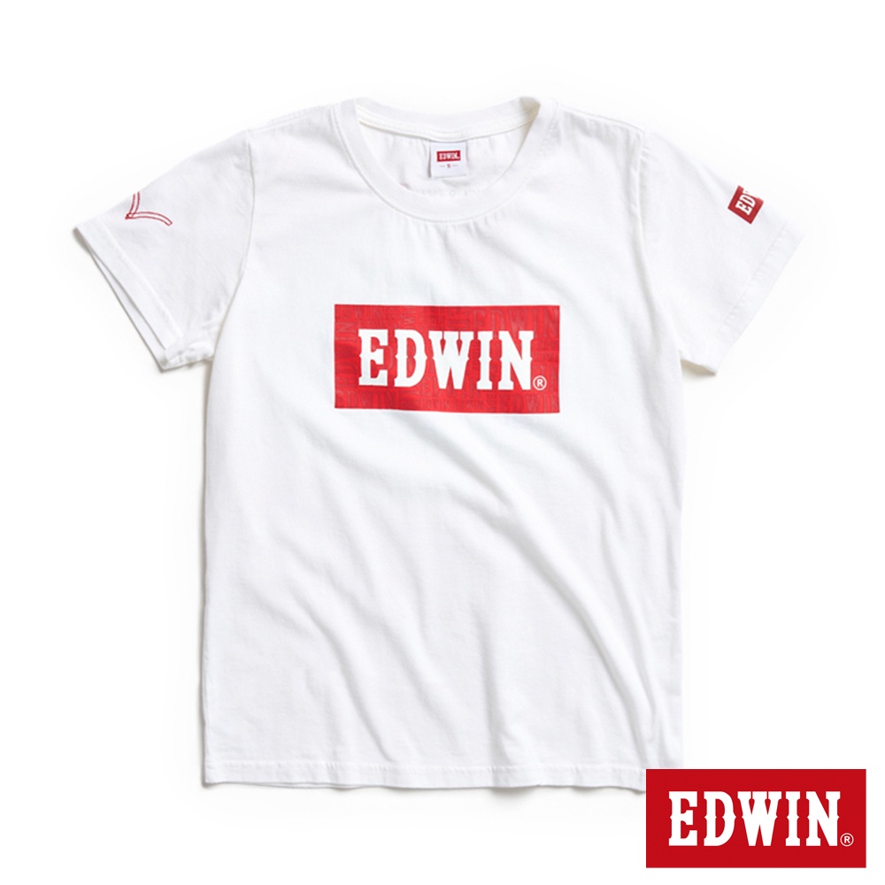 EDWIN 經典大紅標LOGO短袖T恤(米白色)-女款