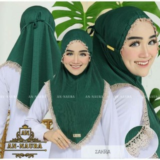 Bergo plisket kerut renda zahra jersey terbaru