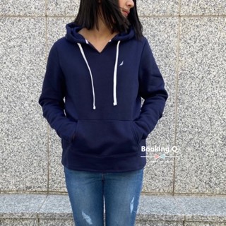 【BK】零碼XS/S出清 Nautica 女生帽T 小V領 帆船牌 連帽上衣 長袖上衣 Hoodie