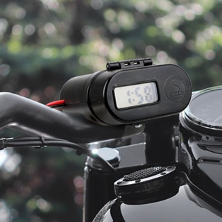 雙 USB 摩托車充電器 12V 24V 車載 USB 適配器充電器點煙器插座套件帶數字時鐘