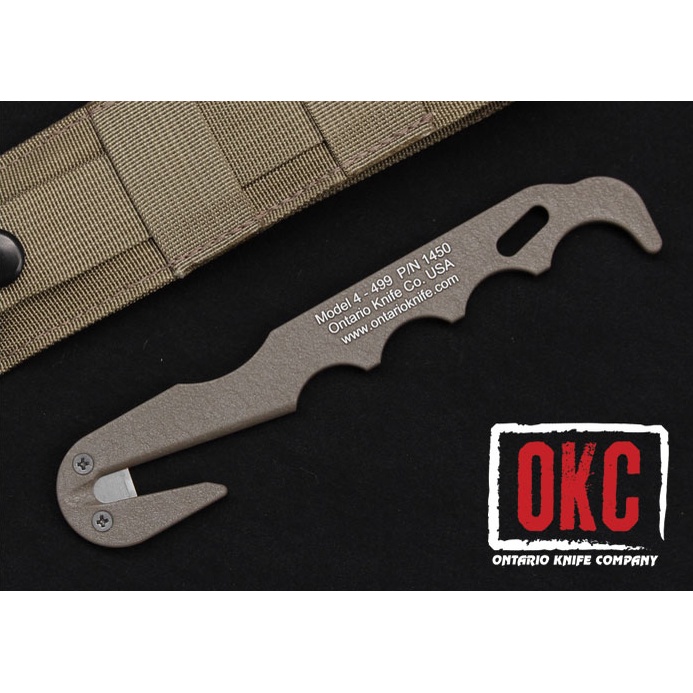 安大略 ONTARIO 美製 一體式 求生工具刀 MODEL 4 - 499 Tan Strap Cutter