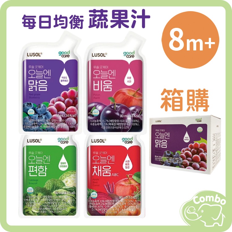 【箱購】 韓國 LUSOL 蔬果汁 8m+ 80ml 藍莓葡萄 蘋果李子 蘋果甜菜胡蘿蔔 高麗菜花椰菜