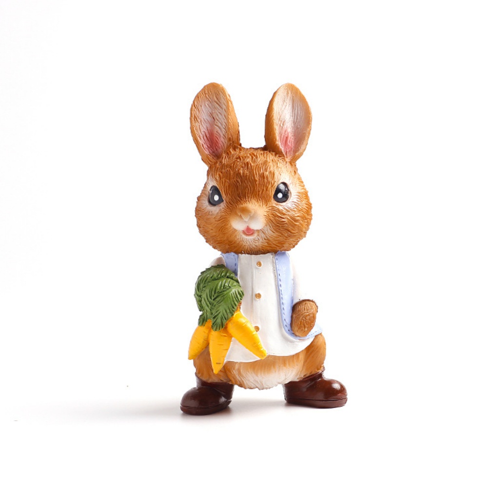 復活節擺件 簡約萌寵動物兔子 樹脂擺件工藝品 家居辦公庭院裝飾 創意家居擺件