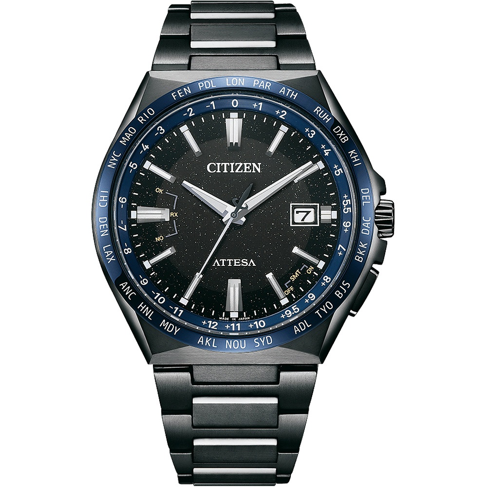 CITIZEN 星辰 湛藍星空 限量 鈦金屬光動能電波萬年曆手錶 CB0217-71E