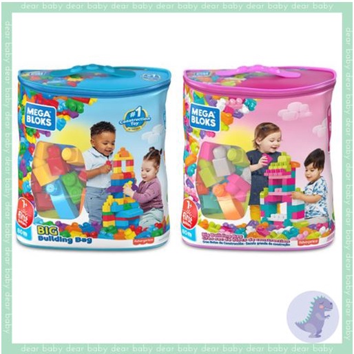 【dear baby】 MEGA BLOKS 費雪美高 80片積木袋-粉色/藍色 兒童玩具