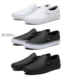 【CHII】日本 Vans Slip-On Pu 防潑水 懶人鞋 白色 黑色 全黑 V98CF WR