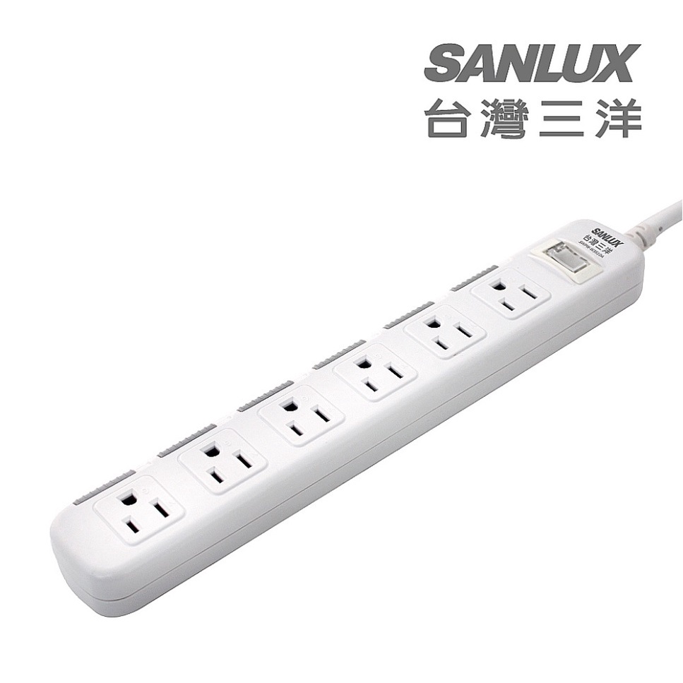 SANLUX台灣三洋 防塵蓋轉接 延長電源線 3孔6座1切1.8M (SYPW-W361DA)