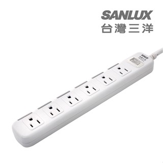 SANLUX臺灣三洋 防塵蓋轉接 延長電源線 3孔6座1切1.8M (SYPW-W361DA)
