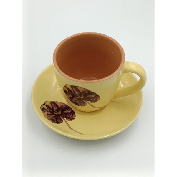 FISCHER Switzerland 瑞士銀杏陶瓷咖啡杯盤組 小茶杯 水杯（1杯1盤）