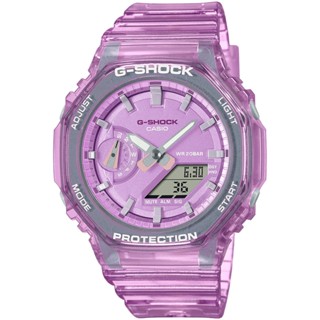 CASIO 卡西歐 G-SHOCK 時尚women 女八角農家橡樹 半透明雙顯手錶-偏光粉 GMA-S2100SK-4A