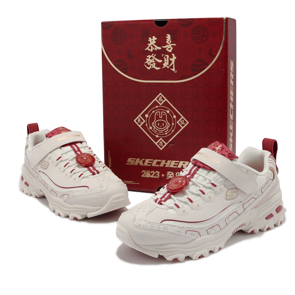 Skechers 童鞋 D Lites 米白 紅 金 兔年限定 新年 女鞋 親子鞋 【ACS】 319505LWRD