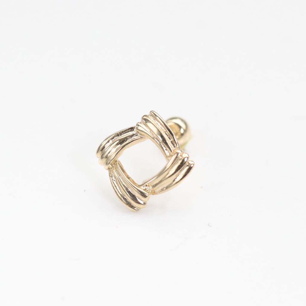 14K 菱形鎖珠耳環(單個) K金耳環