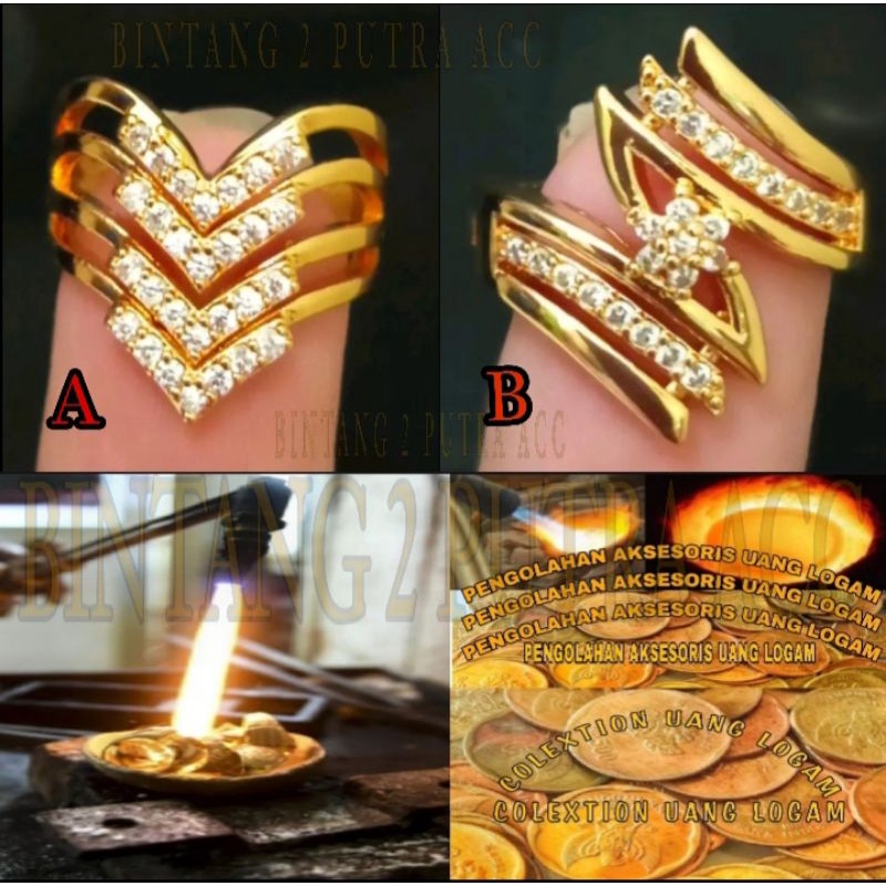獨特的迪拜圖案戒指由真正的金屬硬幣製成 1991-1992 年 24K 鍍金最新女士首飾