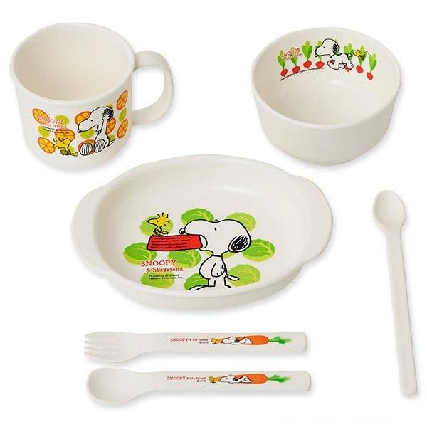 現貨 日本 史努比兒童餐具 6件 副食品 周歲禮 彌月禮 Snoopy 餐盤 碗 杯 湯匙 叉 富士通販