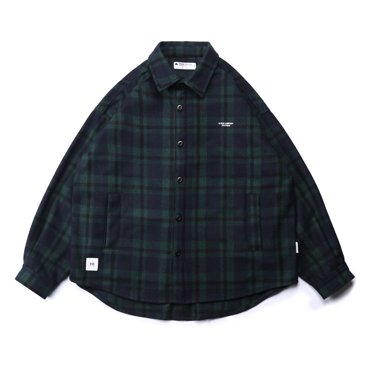 [B-SIDE]WOOLEN SHIRT JACKET寬版重磅毛呢刺繡襯衫式外套