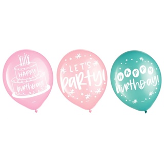 派對城 現貨【12吋乳膠氣球15入-生日蛋糕】 歐美派對 生日氣球 乳膠氣球 慶生會 派對佈置 拍攝道具