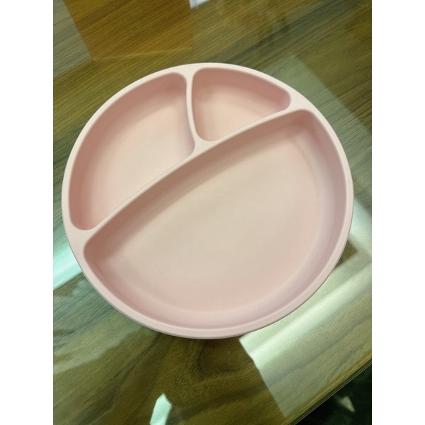 [二手］minikoioi 防滑矽膠餐盤 -薔薇粉(兒童學習餐具 副食品)