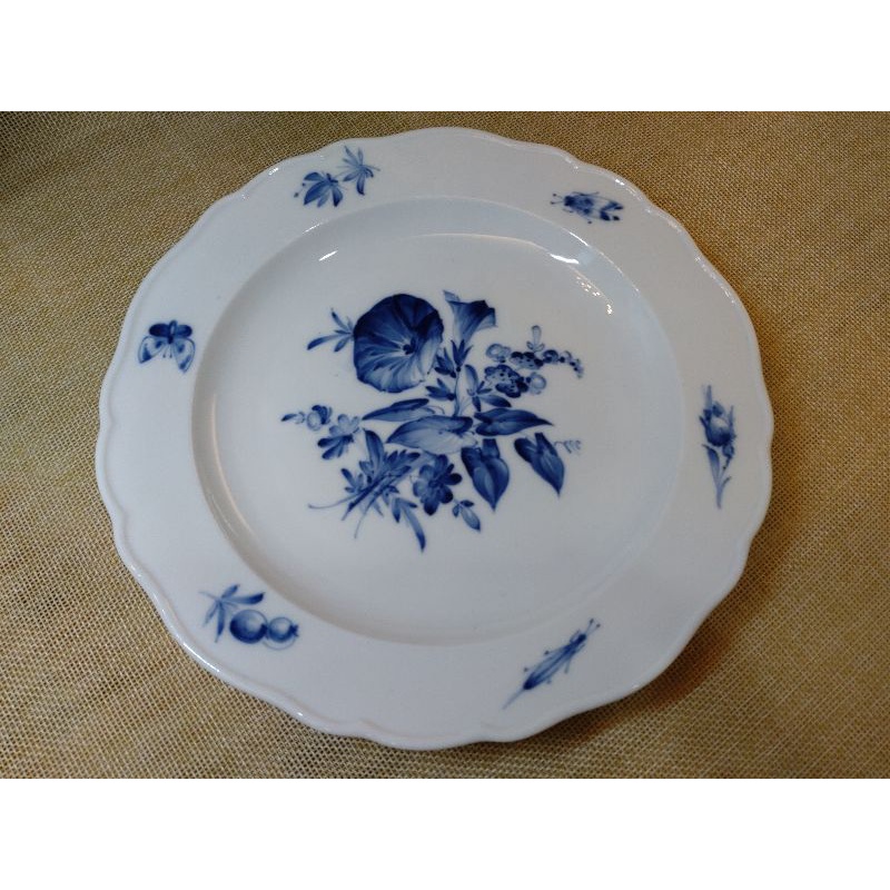 約1920s 德國麥森 Meissen 瓷器/手繪 藍花 昆蟲蝴蝶/瓷盤