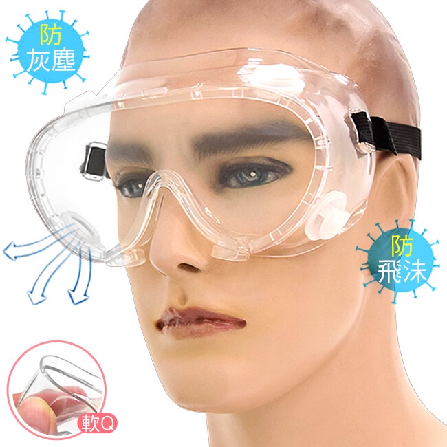 四孔透氣防疫眼罩 (成人透明護目鏡/頭戴式防疫面罩/防飛沫口水防疫眼鏡) D200-ZF02