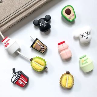 1pcs 可愛的水果食品電纜保護套電線卡通保護迷你矽膠套充電電纜繞線器電纜電纜