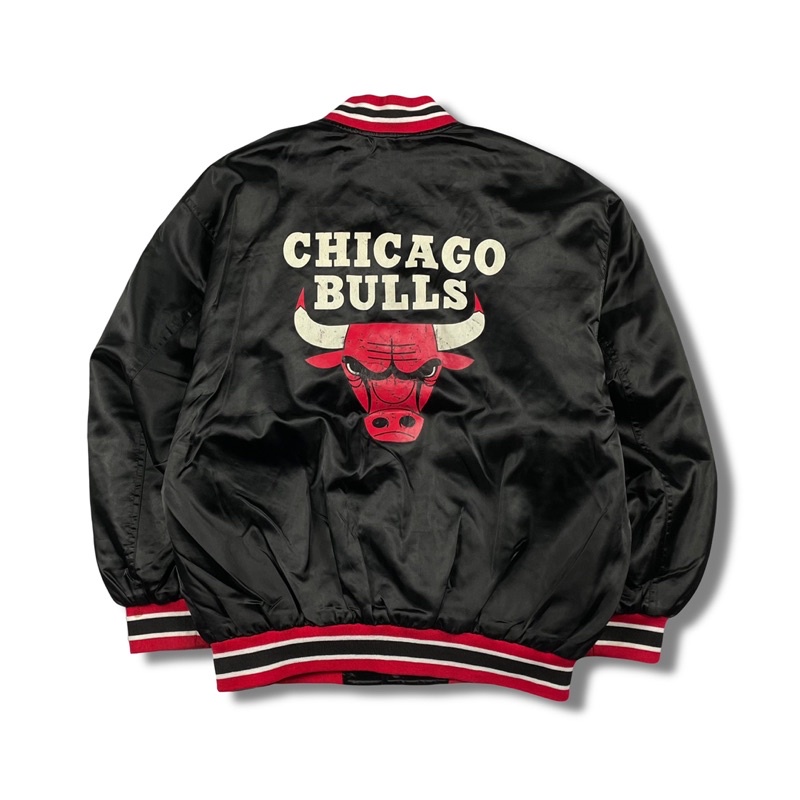 🌵桑古🌵CHICAGO BULLS NBA 芝加哥公牛隊 膠印 緞面 棒球外套 運動外套 防風外套 古著 二手