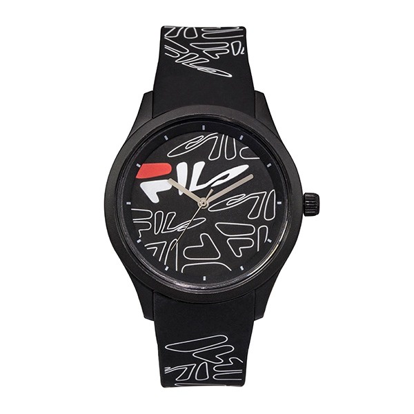 【FILA 斐樂】塗鴉風LOGO造型腕錶-黑 38-129-202