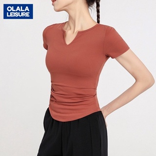 Olala 新款歐美緊身運動上衣女短袖性感修身緊身健身服速幹瑜伽T恤 YY YD114