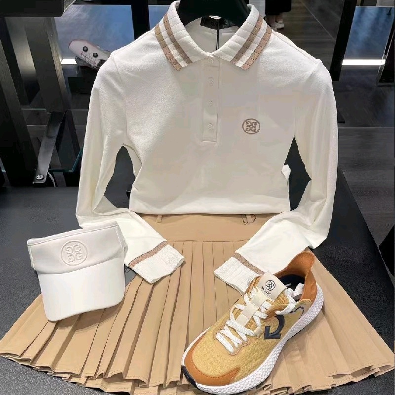 高爾夫必備 韓國G4高爾夫服裝女長袖T恤新款休閒速乾冰絲緊身POLO衫上衣