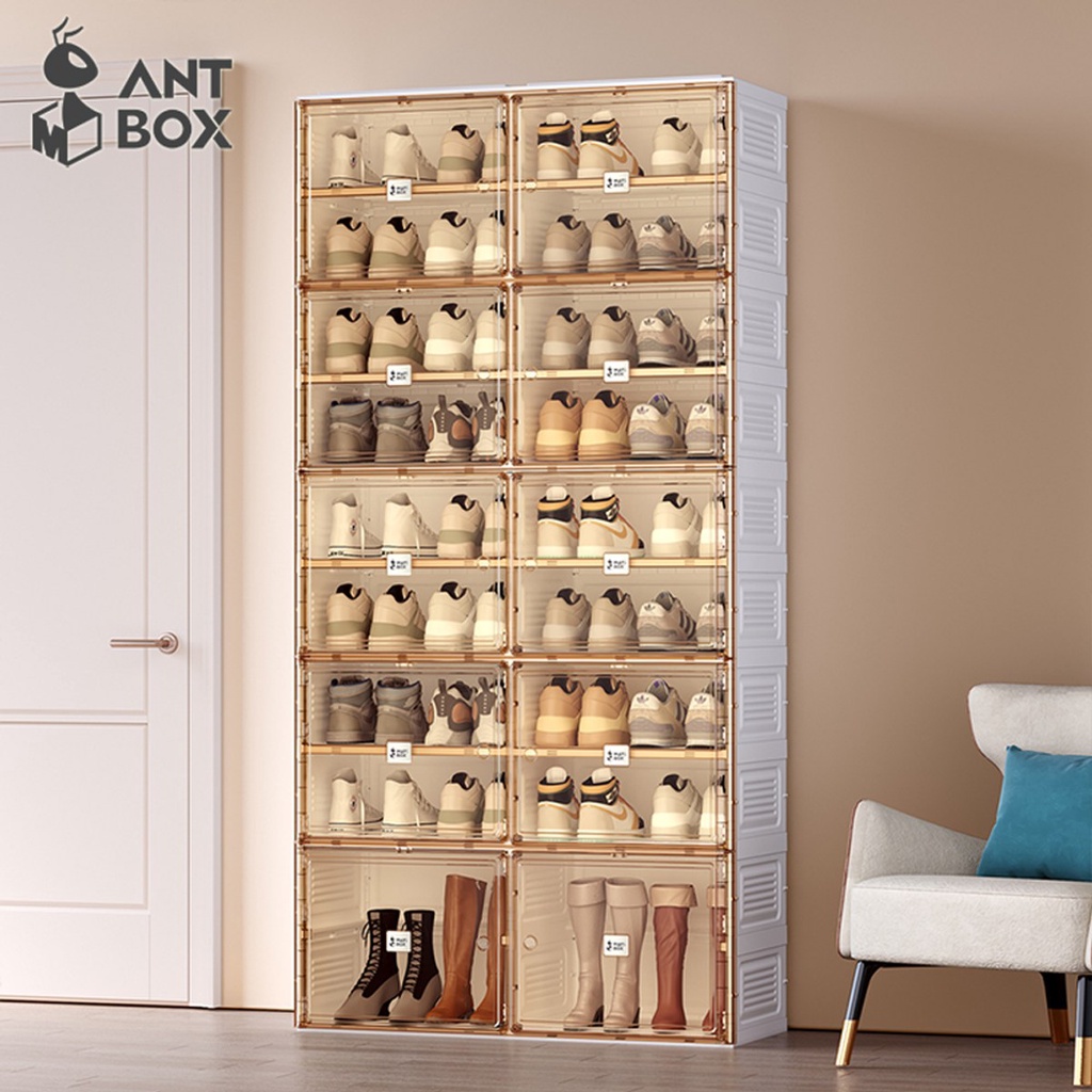 【hoi! 好好生活】【ANTBOX 螞蟻盒子】免安裝折疊式鞋櫃18格（底層可放靴）/DIY商品