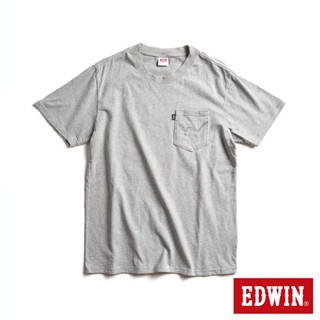 EDWIN 男款 EDGE 口袋短袖T恤(麻灰色)