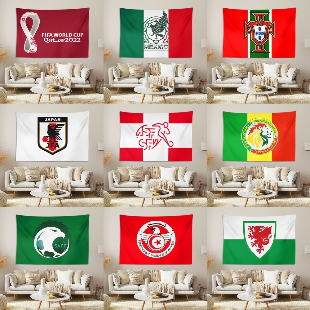 2022卡塔爾世界杯掛在墨西哥英格蘭國家隊國旗背景布掛毯周圍