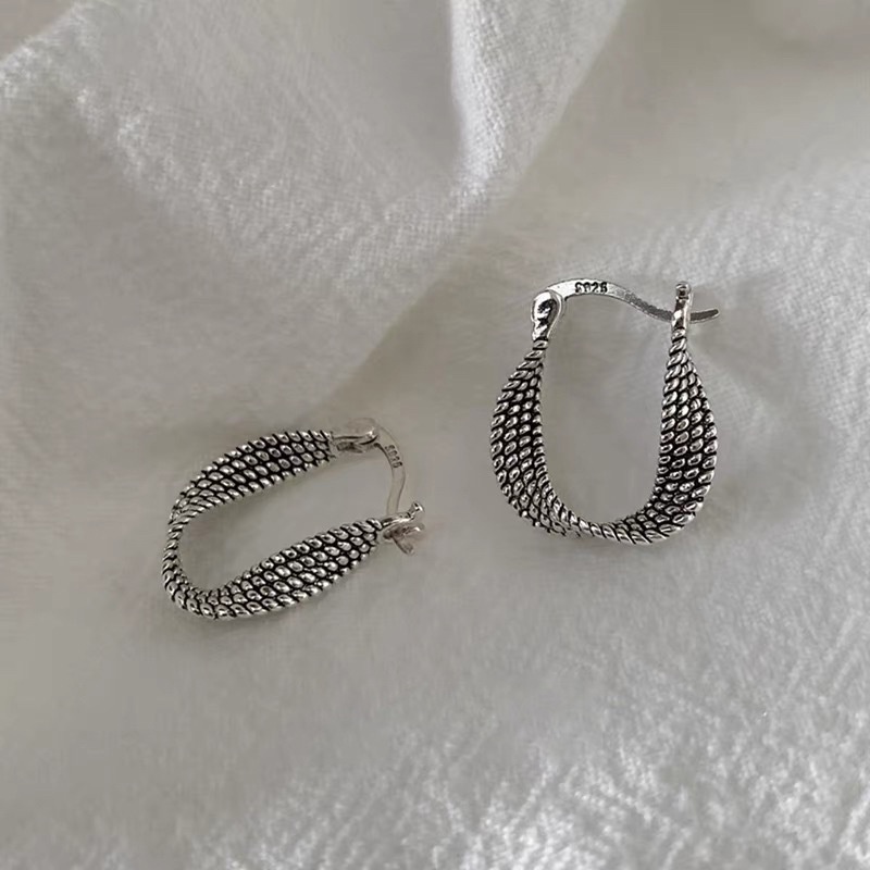 💫星空飾界[極速出貨]G402麻花耳環女時尚做舊復古小眾獨特設計簡約氣質個性耳環
