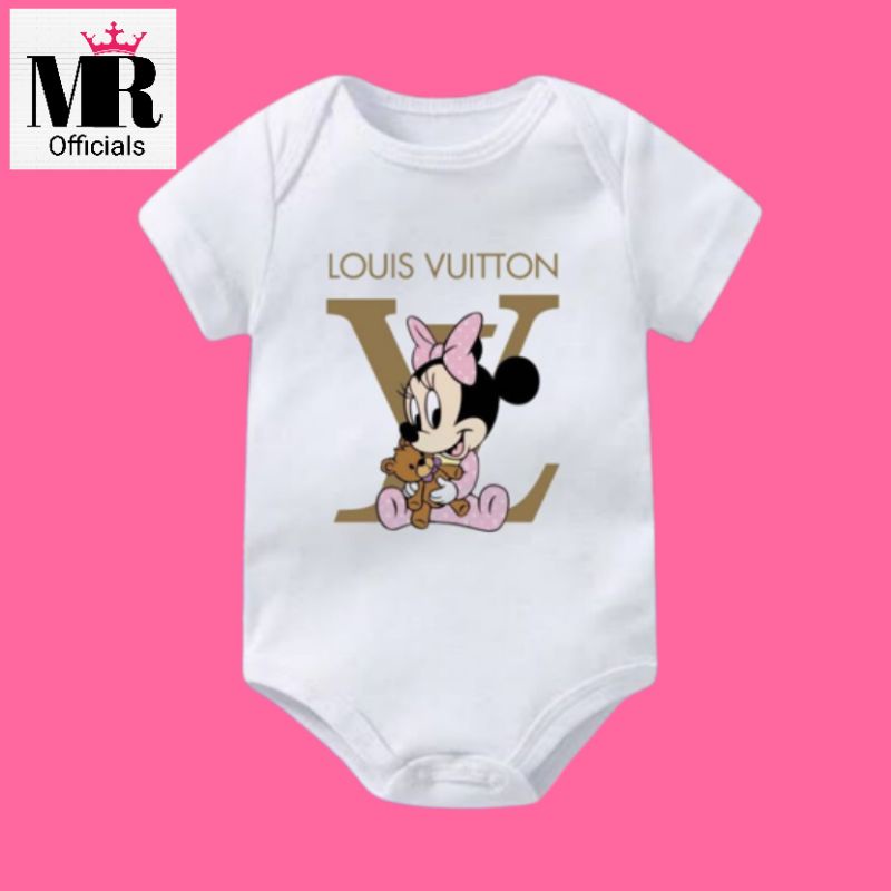 Katun PUTIH Minnie MOUSE 嬰兒套頭衫 LV T 恤嬰兒衣服年齡 0 12 個月至 1 歲 BAB