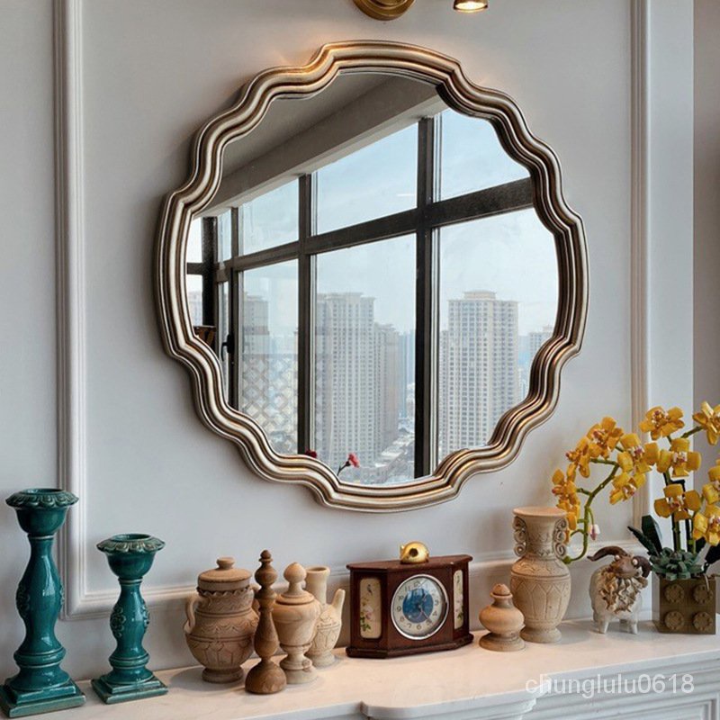 【熱銷】LED浴室鏡子美式複古浴室鏡裝飾鏡洗漱鏡子造型梳妝鏡壁掛鏡子