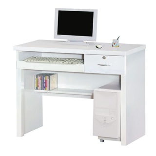 【KA241-1】白色2.7尺電腦桌(附主機架)(東部及桃園以南請詢運費)