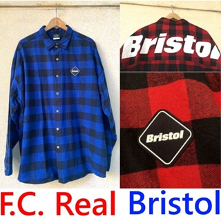 BLACK全新F.C. Real Bristolc罕見OVERSIZE加大F.C.R.B蘇格蘭格紋FCEB襯衫